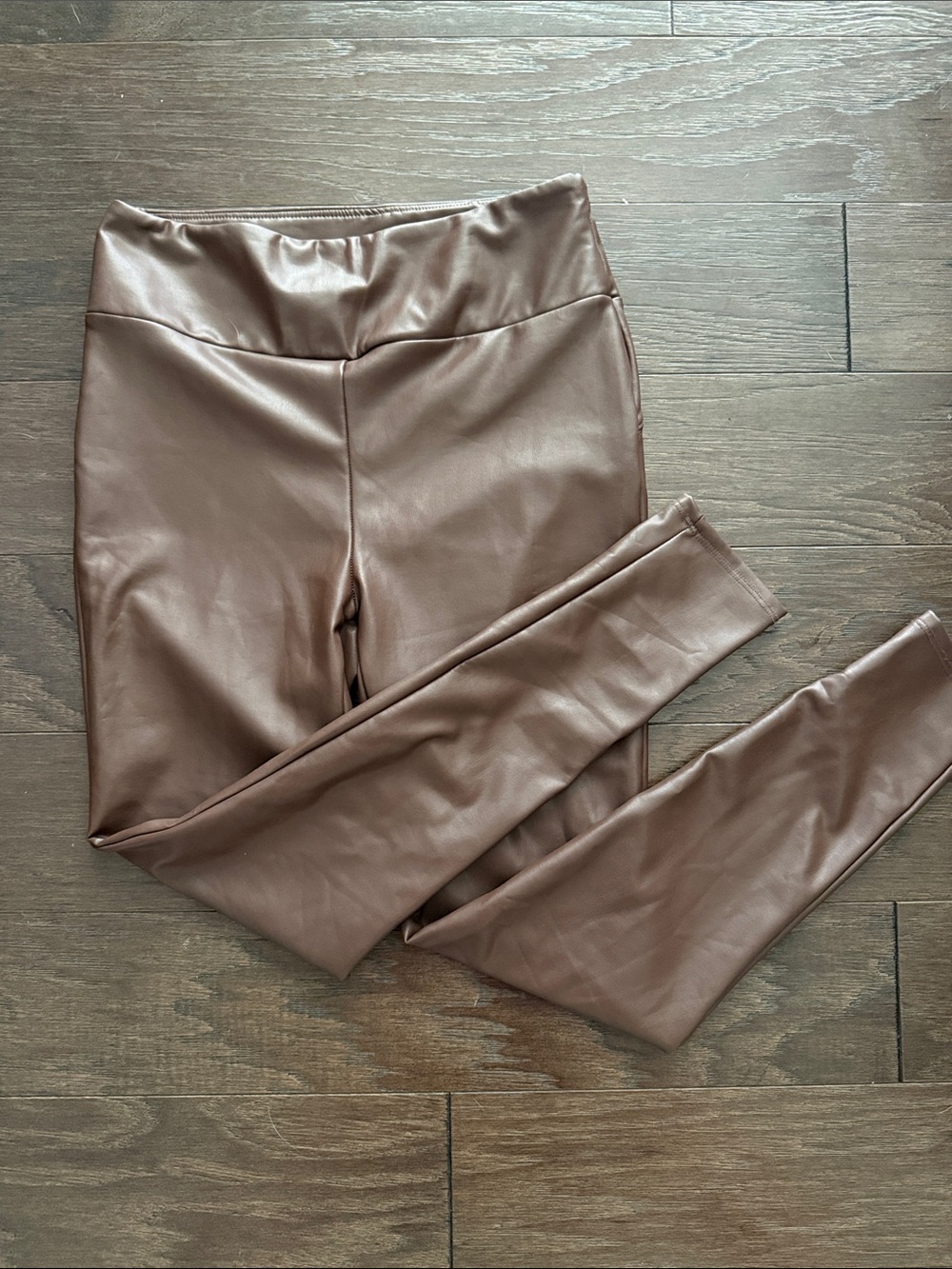 Haute Monde Women’s Faux Leather High-Waist Leggings - Brown, M
